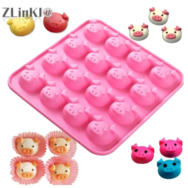 Pig Shape Silicone Mold 16-Cavity Fondant Soap Candy Fondant Chocolate Mould DIY Chocolate Cookies Cake Molds Kitchen Accessory