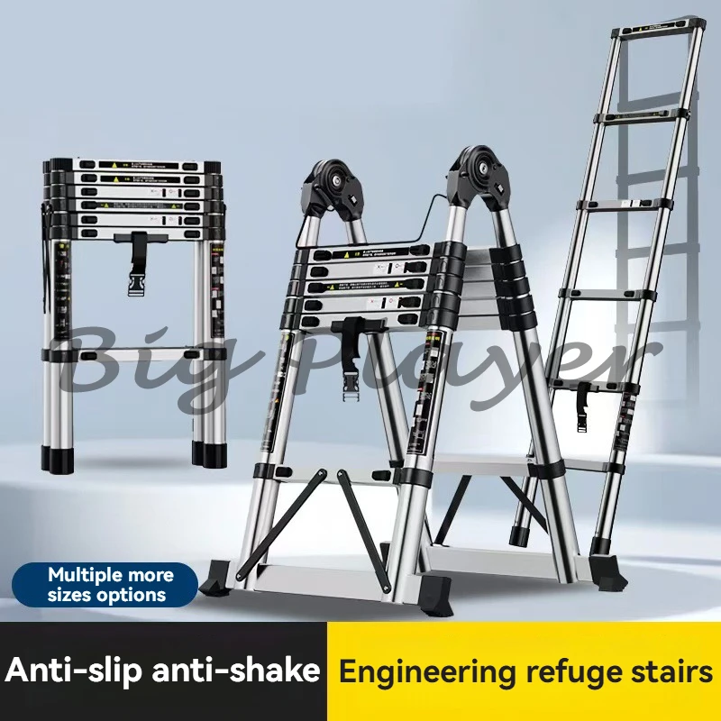

3.4/4.2M Household Telescopic Ladder Portable Thickened Ladders Engineering Outdoor Multifunctional Folding Ladder