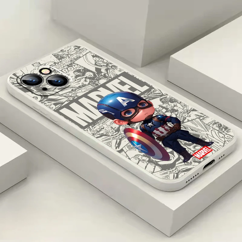 ヴェノムキャプテンアメリカ液体シリコンバックケース、iPhone 13、15、14、7、8 plus、13、12、11 pro、xs、xr、xs max、13、12 mini