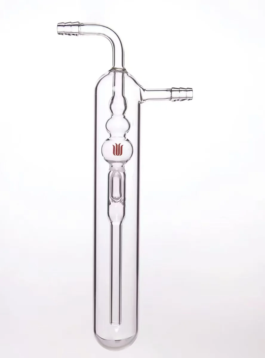 B257040D SYNTHWARE Anti backflow oil suction bubble device, O.D. 32mm, Total Height 220mm, Width 92mm, Borosilicate glass