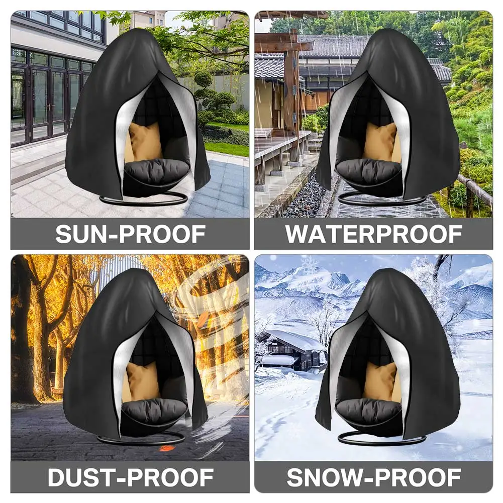 Patio Hanging Egg Chair Cover Waterproof 210D Heavy Duty Single/Double Seat Cocoon Swing Egg Chair Covers Garden Dust Protector