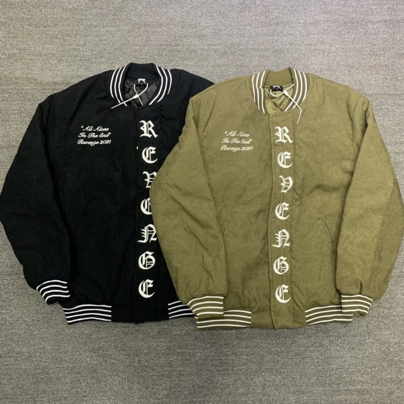 

Autumn Winter Corduroy Baseball Jaet Men's Hip Hop Outerwear Vintage Letter Embroidery High Street Sle Loose Fit Coat