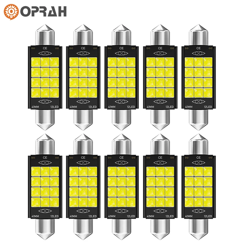 Lampu baca CIP 3D LED mobil, 10 buah Festoon 31mm 36mm 39mm 41mm C5W C10W Super terang 3030 3D Chip lampu mobil Canbus Interior lampu Doom lampu baca 12V