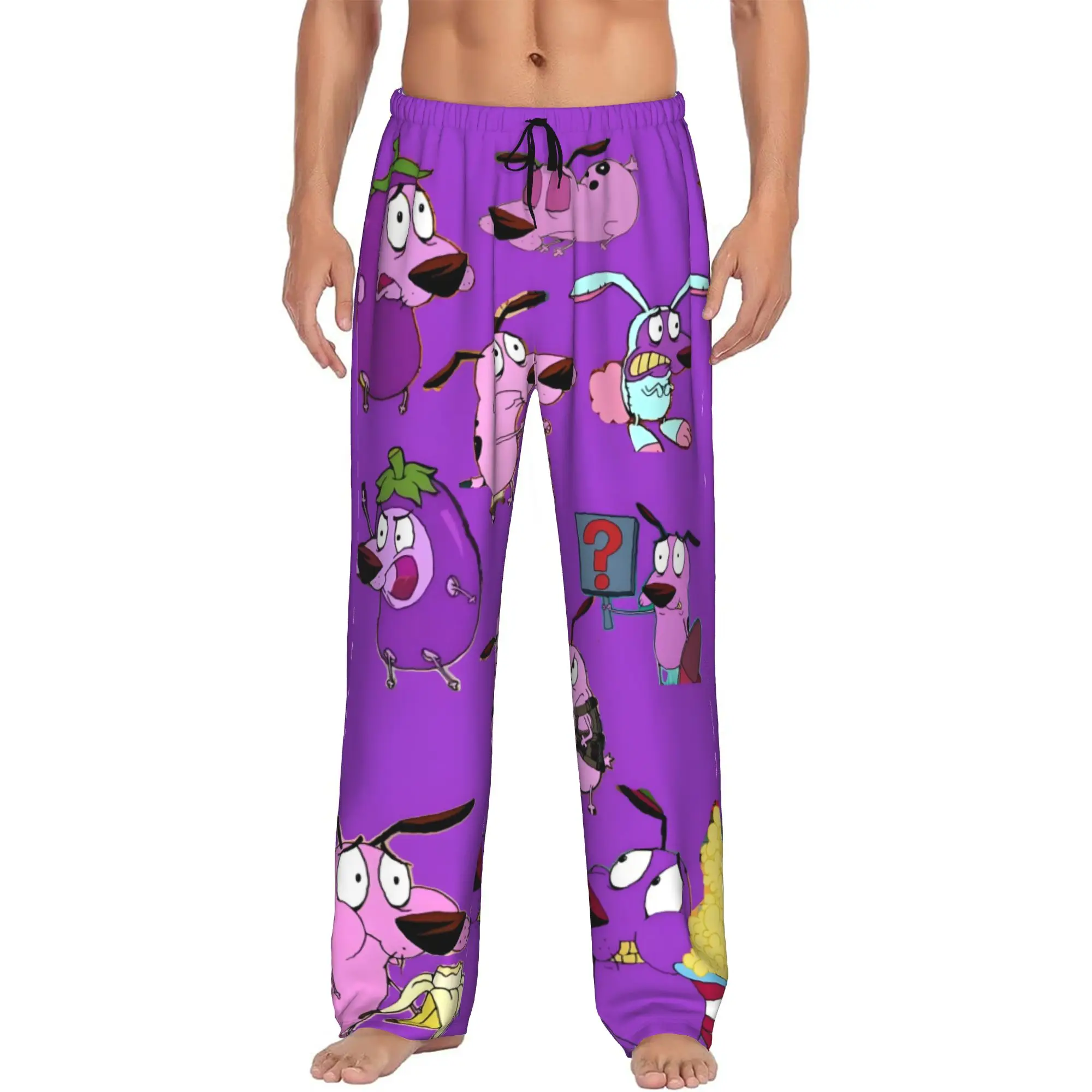 Custom C-Courage The Cowardly Dog Pajama Pants Men  Sleepwear Lounge Sleep Bottoms Stretch with Pockets