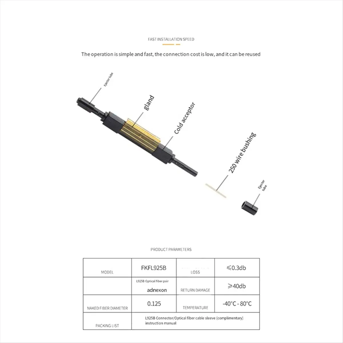 ^&*Summer sale- L925BP Fiber Optic Mechanical Splice Quick Connector Drop Cable Optical Fiber Splice for FTTH B