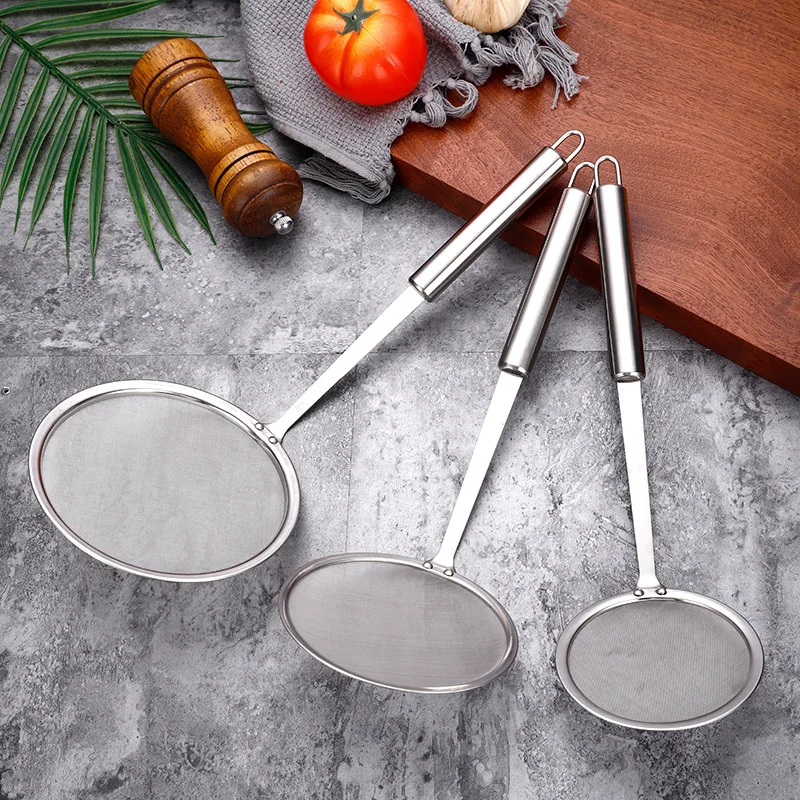 Kitchen 304 Filter Foam Stainless Steel Oil Spill Spoon Can Be Wall-mounted Encrypted Dregs Soy Milk Filter Spoon