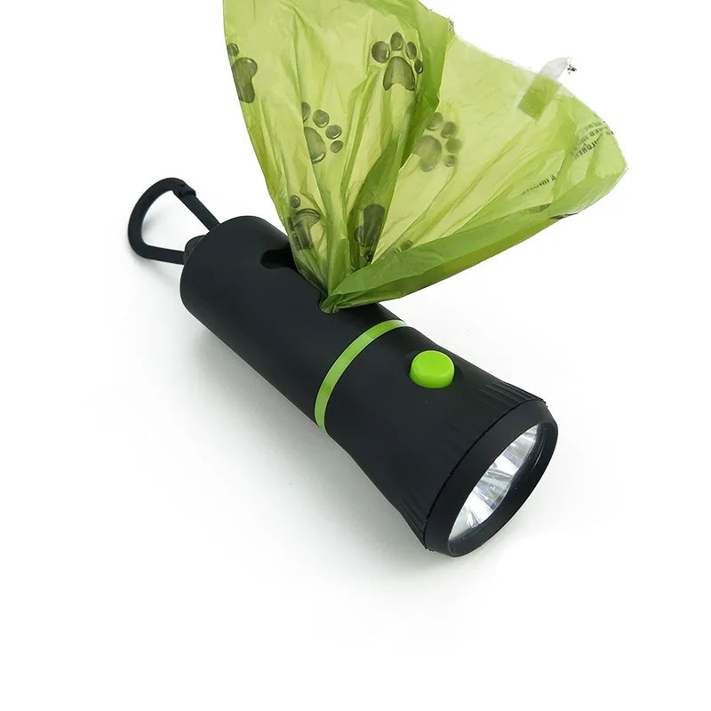 Dog Poop Bag Dispenser with LED Flashlight Cleaning Waste Garbage Box Carrier