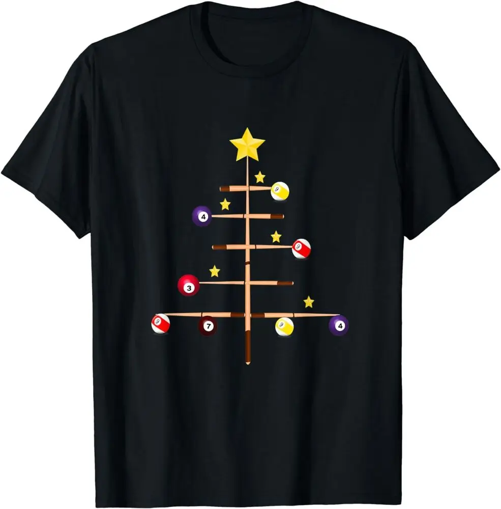 NEW LIMITED Pool Billiards Ball Cue Sports Christmas Tree Gift Tee T-Shirt S-3XL