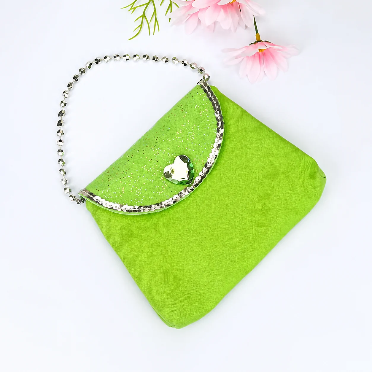 Small Handheld Handbag Flip Top Flip Coin Purse Beaded Handbag Unisex Princess Purse For Travel Children School