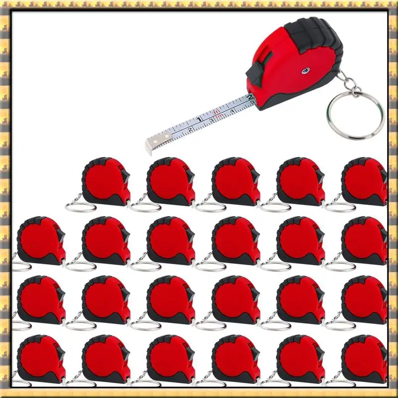 

Happy Too.Mini Tape Measure Keychain Set, 3 Ft Retractable, 24 Pieces, Pocket Size With Lock