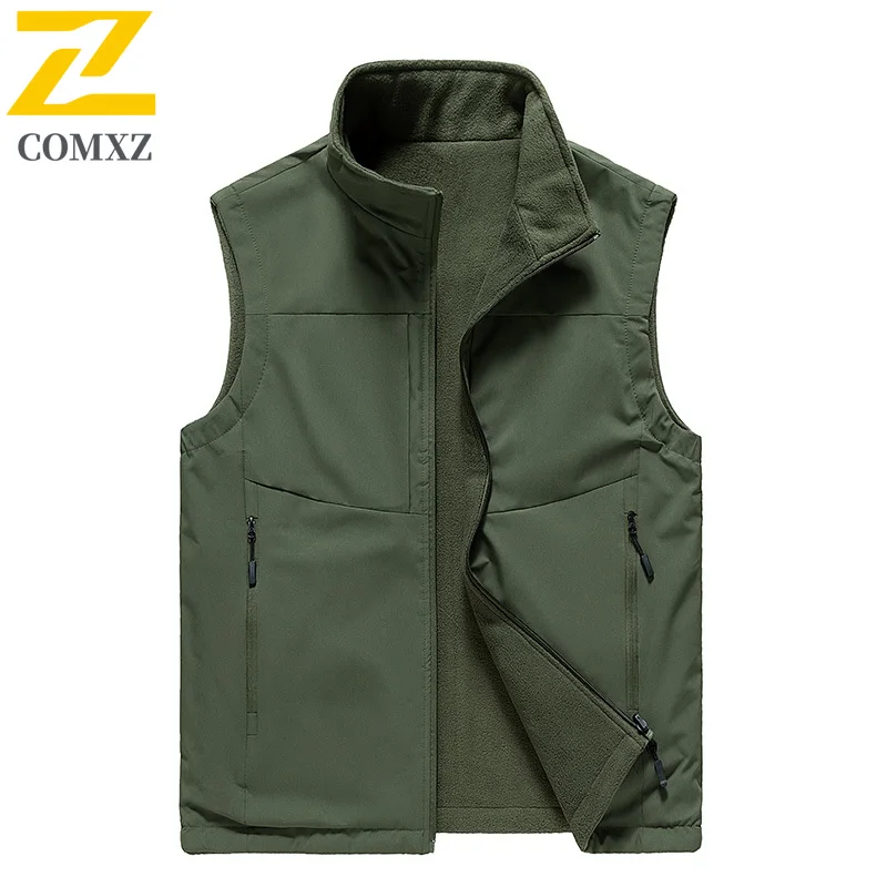 Men's Vest 2025 New Double-sided Windbreaker Fleece Warm Weather Resistant Fishing Vest Outdoor Photography Fishing Men Jacket