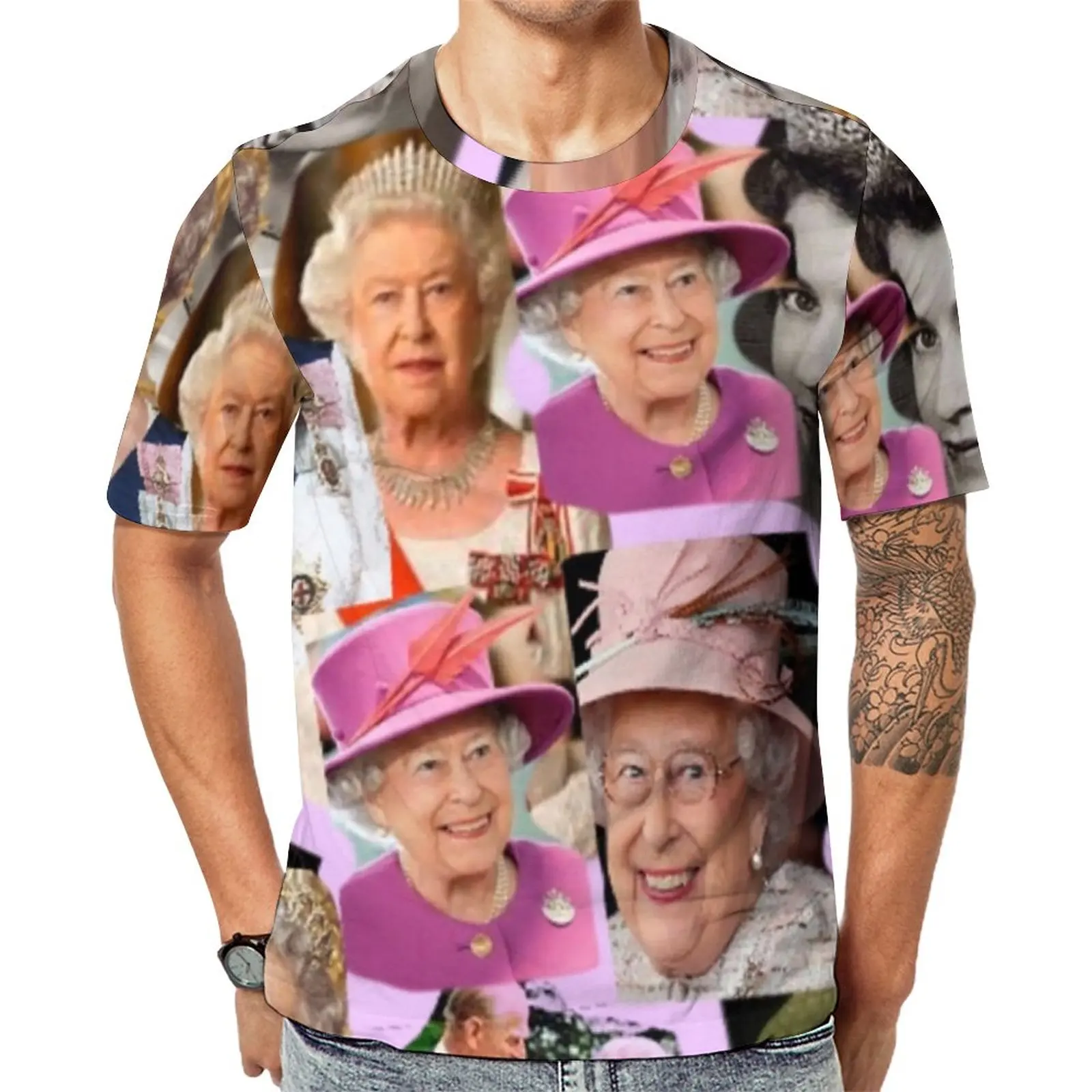 

HRH Queen Elizabeth II T Shirt Great Britain Aesthetic T-Shirts Crewneck Harajuku Tshirt Premium Men Print Top Tees Plus Size