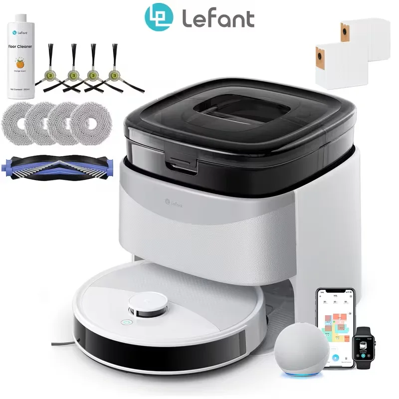 LEFANT M3L Roboterstaubsauger, 12000 Pa Saugkraft, Wischen, Staubsaugen, Trocknen, Wischtücher, automatische Reinigung, Staubsammlung