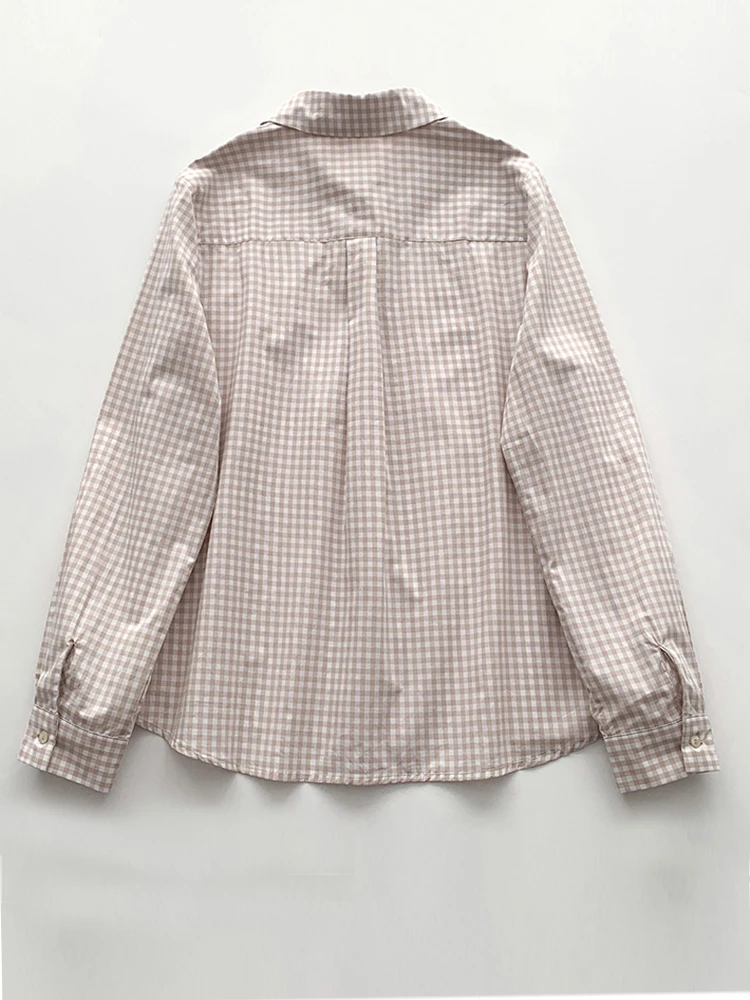 Camisa de manga larga a cuadros para mujer, estilo japonés, holgada, versátil, Simple, de algodón, Top femenino C103, primavera y otoño