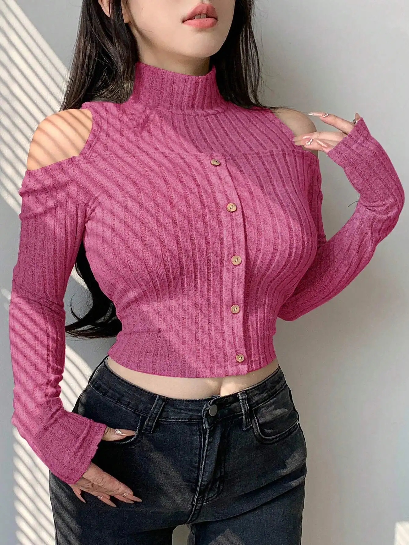 

Womens Fall Shirts 2024 Round Neck Long Sleeve Tops Casual Loose Fitting Soft Ribbed Knit Tunic Blouse Cardigan Y2k Clothes