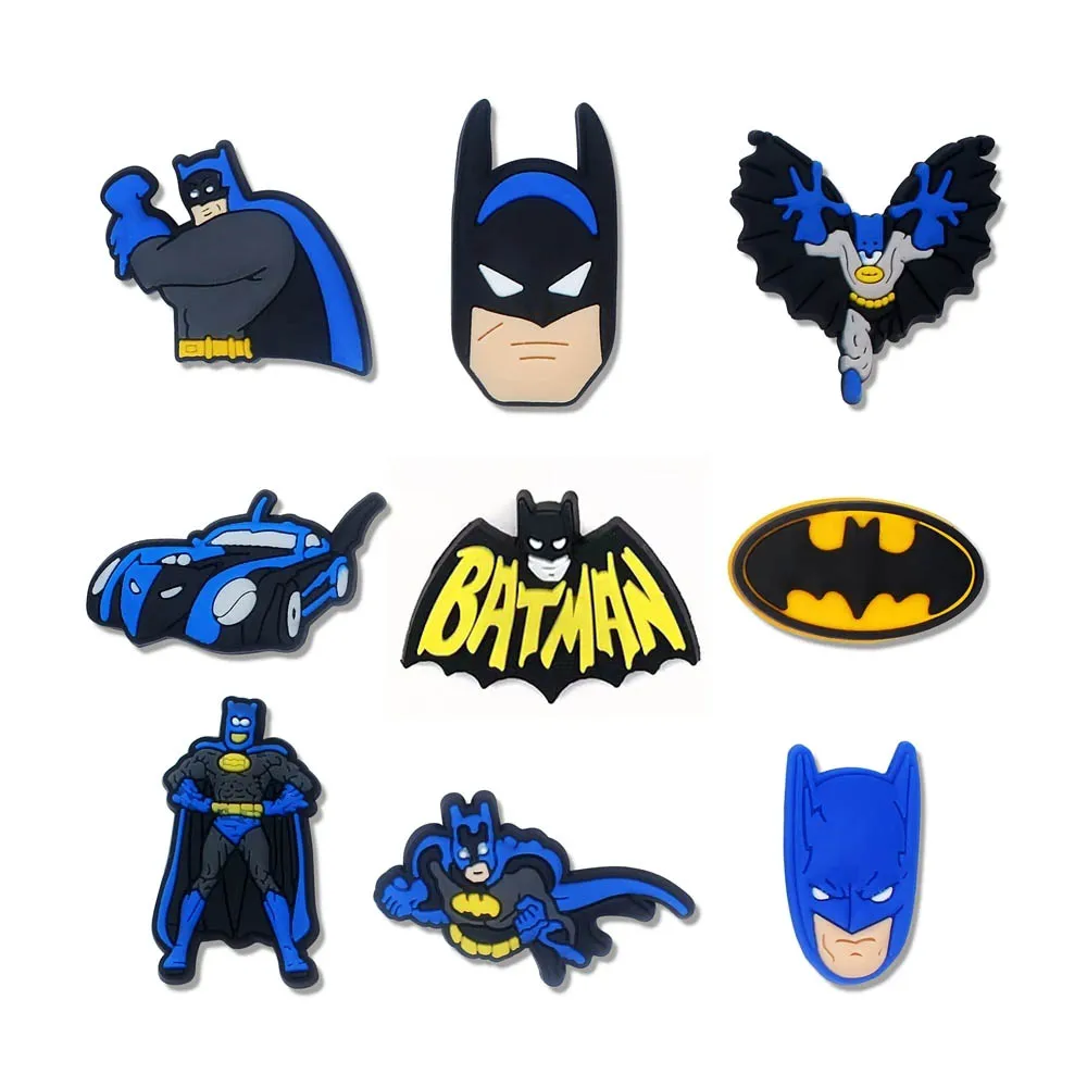 Hot Toys DC Batman Shoe Charms Ornament Buckle Fit Clogs Sandals Party Decorate Kids Christmas Gifts 9Pcs/Set