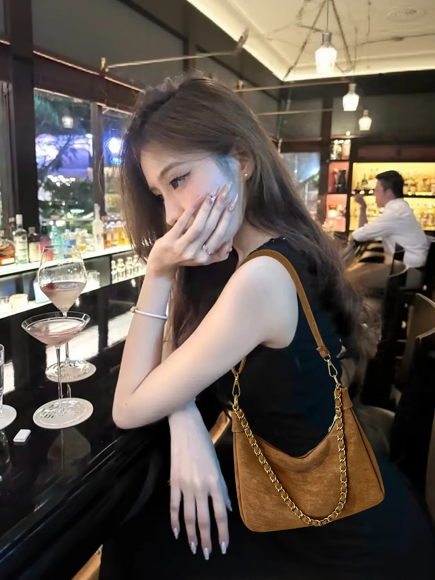 

Женская сумка-тоут для поездок на работу, сумка через плечо с цепочкой, роскошная модель, новинка осень-зима, сумка на одно плечо из мягкой искусственной кожи