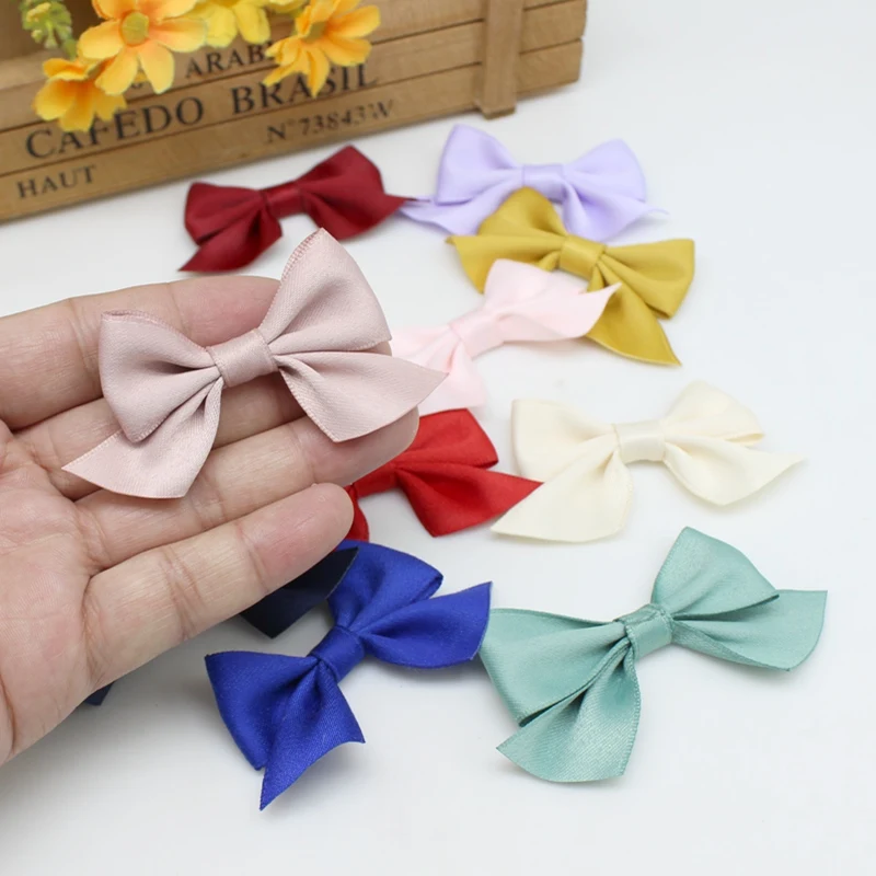 10/30PCS big bows satin ribbon width DIY hand made hair clip bow clothes gift decoration Bowknot Wrapping Flower For Craft