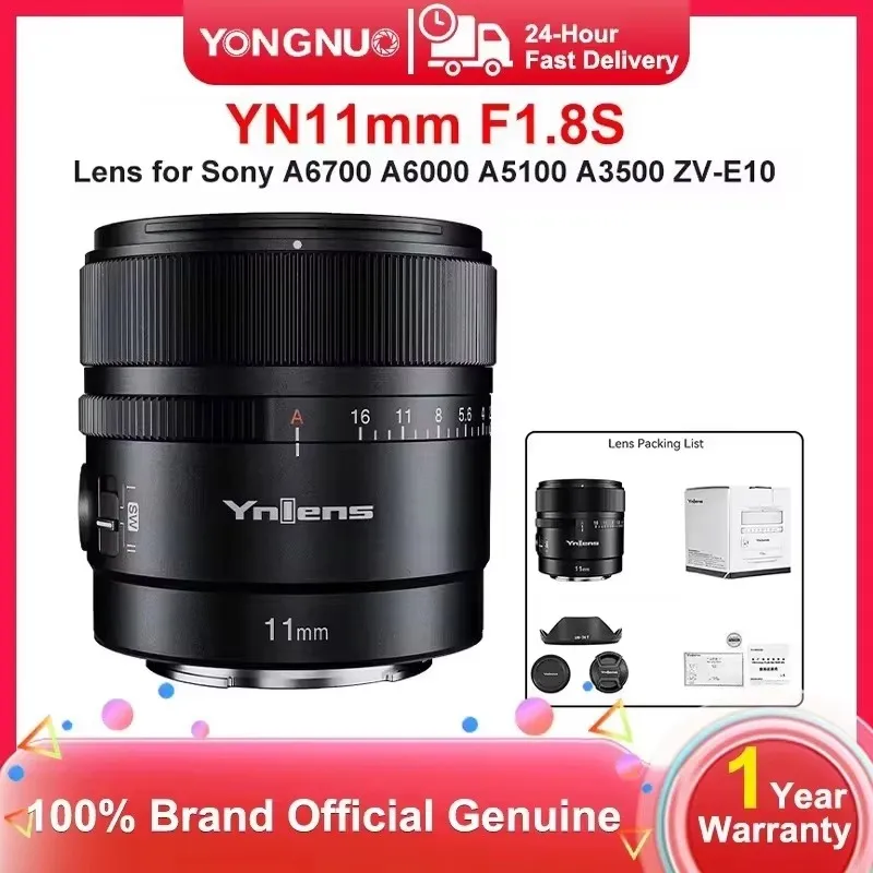 متوفر YONGNUO YN11mm F1.8S لعدسة التركيز التلقائي Sony عدسة A6700 A6000 A5100 A3500 ZV-E10