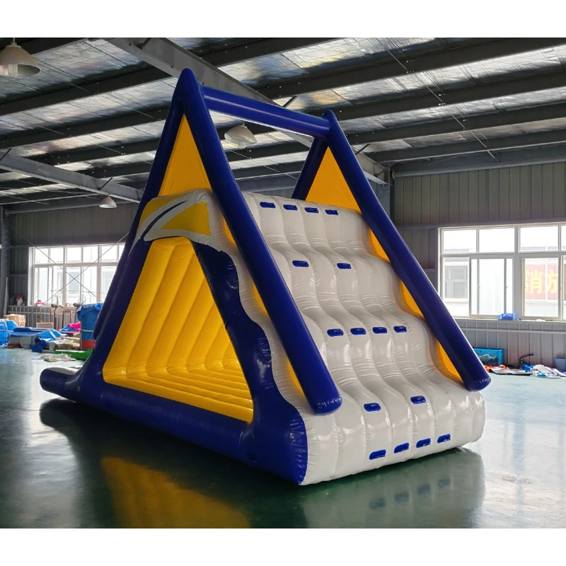 Inflatable triangle slide water toy mobile sea rock climbing slide water park equipment