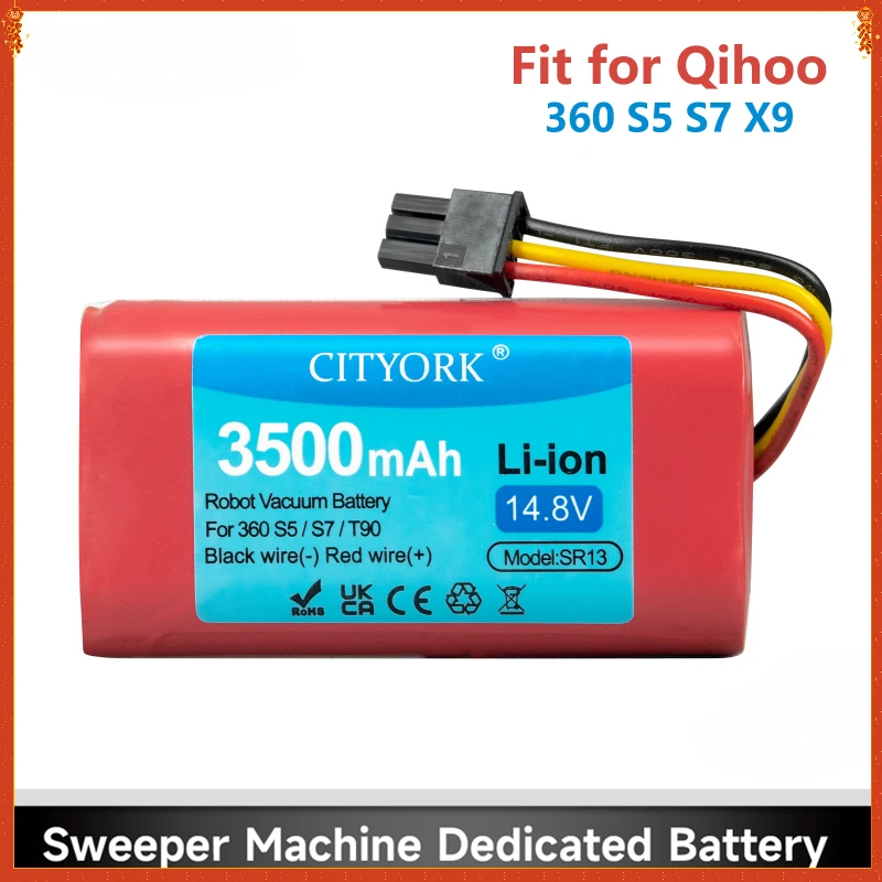 

14.8V 3500mAh Li-ion Sweeper Replacement Battery Pack For Qihoo 360 S5 S7 S7Pro T90 X9 Robot Vacuum Cleaner