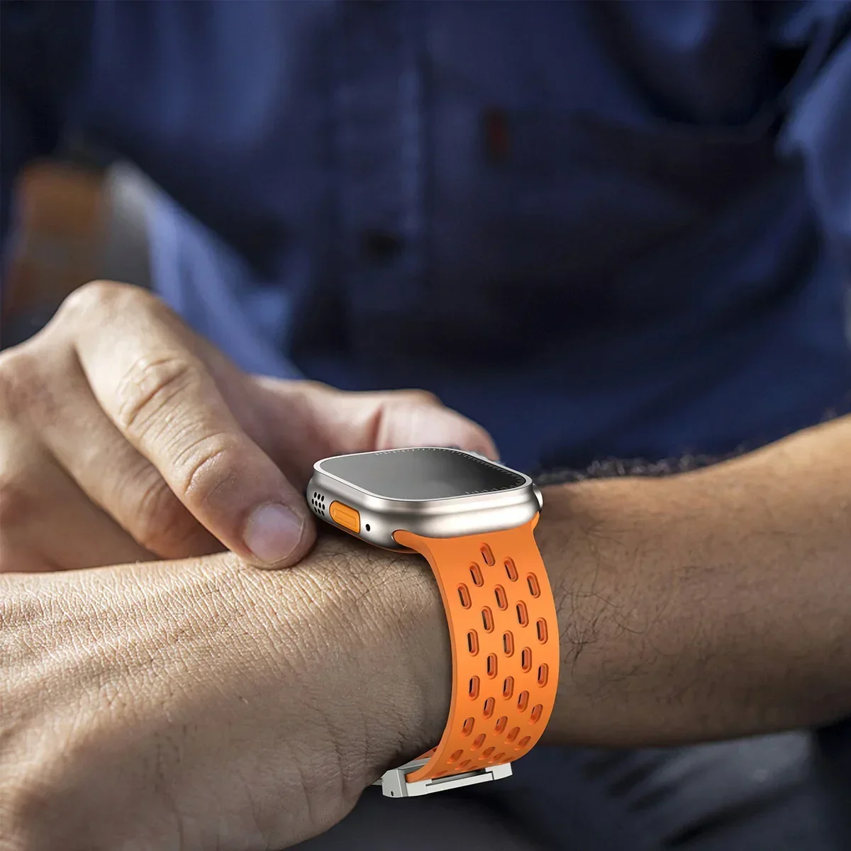حزام سيليكون للتنفس لساعة أبل باند 10 46 ملم 44 45 42 ملم كوريا لسلسلة IWatch 10 9 8 7 6 5 4 SE Ultra 2 49 ملم سوار