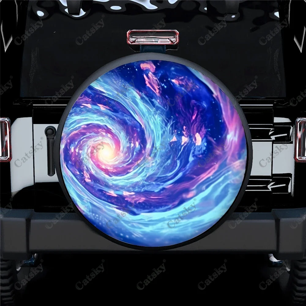 Swirling Galaxies Polyester Universal Car Spare Wheel Tire Cover Custom Tire-Covers Decoration for Trailer RV SUV Truck Camper