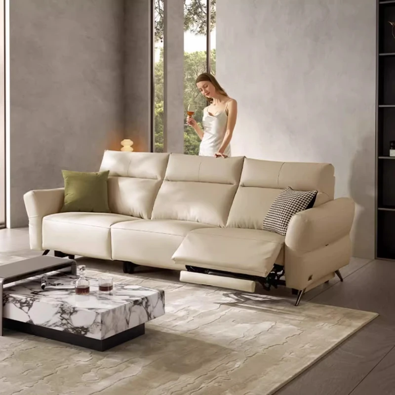 كرسي كهربائي فاخر أريكة النوم الإيطالية مصمم الحديثة صالة أريكة جلد طبيعي Woonkamerbanken أثاث غرفة المعيشة