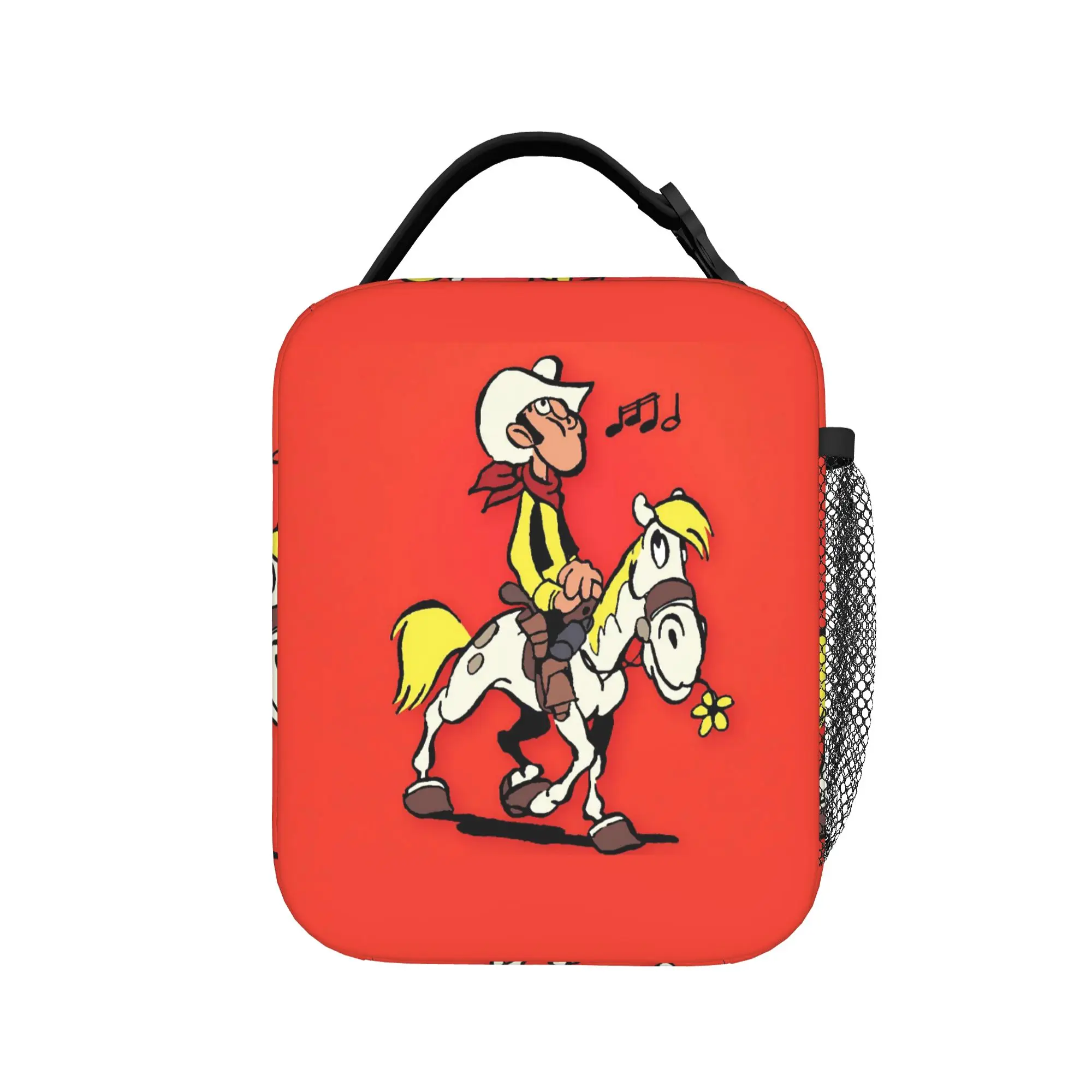 Lucky Luke Cartoon Comics Lunch Bag For Women  Designer Lunch Box Retro Outdoor Picnic Cooler Bag Portable Oxford Tote Food Bags
