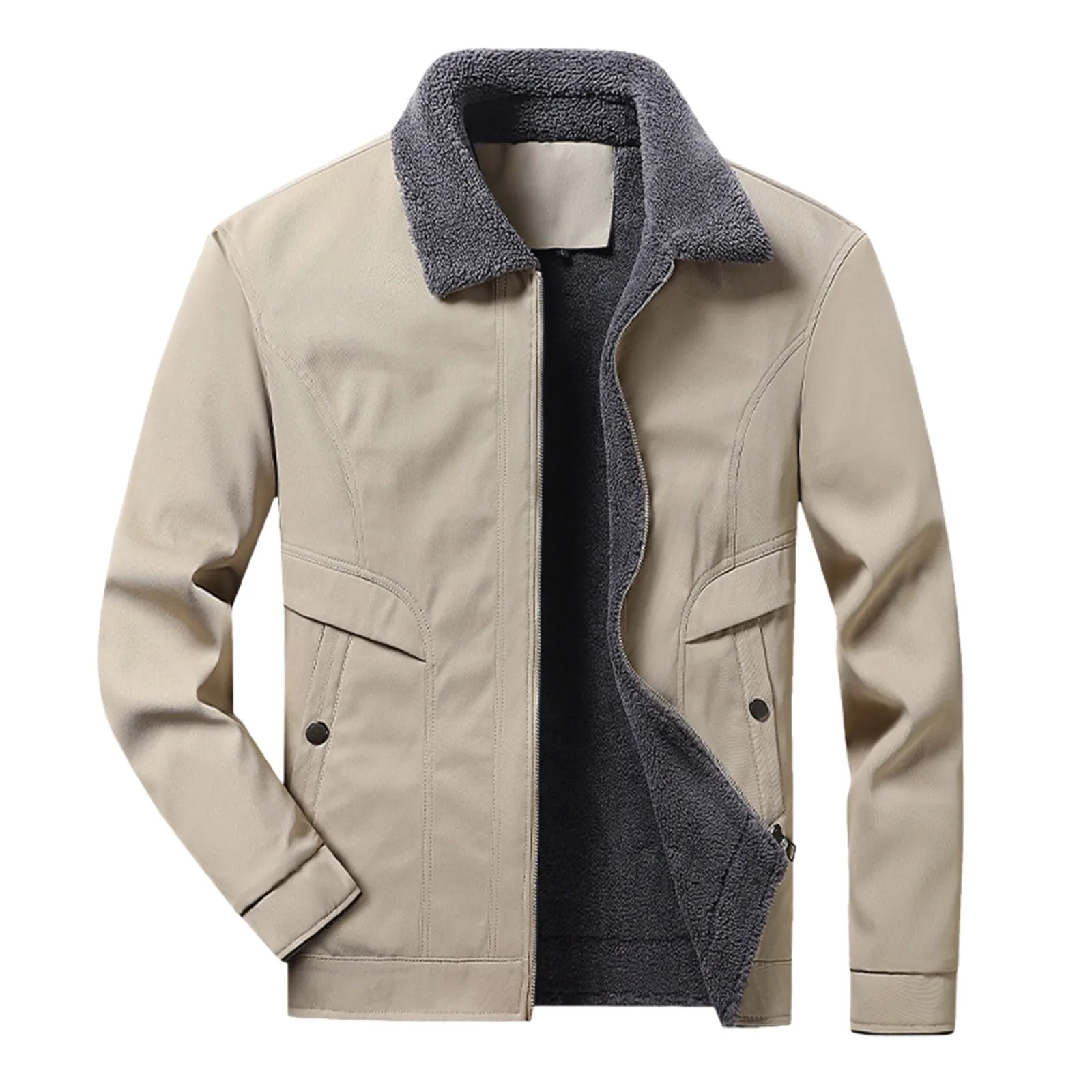 

Mens Winter Lamb Fleece Coat Streetwear Casual Lapel Plush Thickened Jacket Casual Men's Suede Leather Outwears Winter Jackets