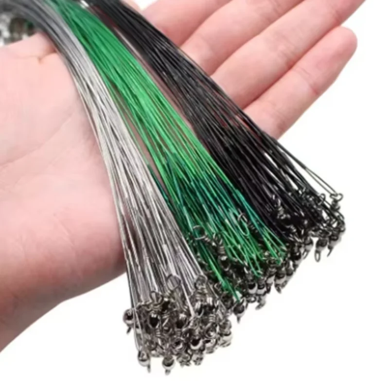 Anti Bite Steel Fishing Line Steel Wire Leader With Swivel Fishing Accessory Lead Core Leash Fishing Wire 15cm 20cm 30cm view 3