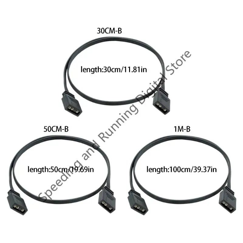 30/50/100cm 5V 3-Pin ARGB Female to Female Extension Cable for Extending Computer LED Light Strip Power cord