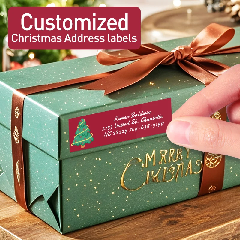 Custom Christmas Address Stickers - Personalized Tags for Gifts, Cards, Envelopes & Festive Decorations‌ Party Supplies