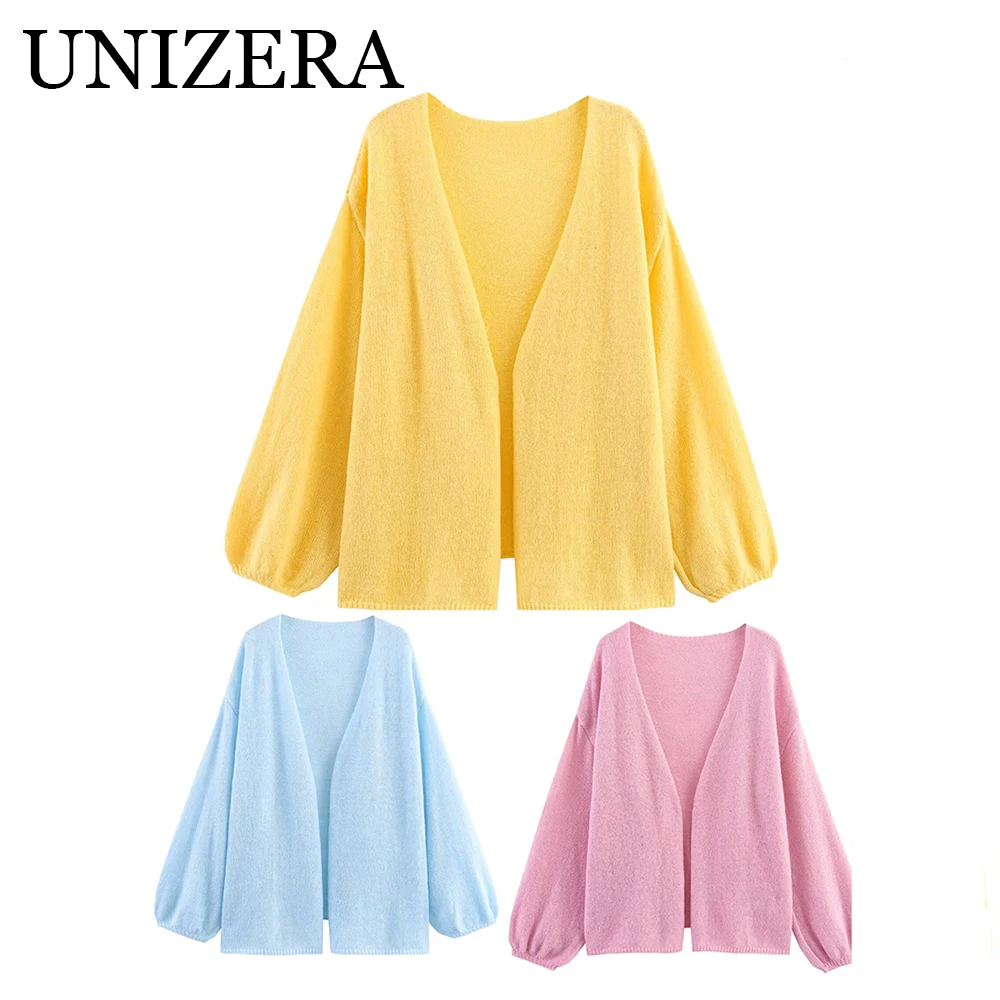 

New women's clothing European and American style fashionable simple and versatile, fresh and clean color knitted cardigan