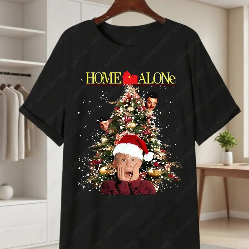الرجال والنساء 90s وحده الفيلم تي شيرت كيفن مكاليستر وشجرة عيد الميلاد عطلة حفلة عادية المحملة لمحبي الحنين الملابس #3
