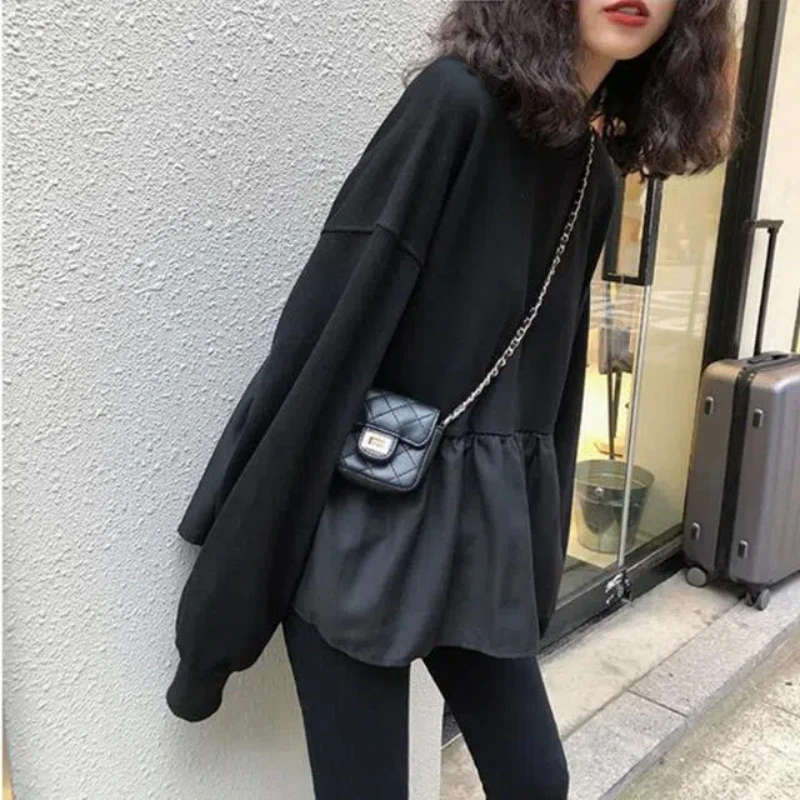 New Korean Thin Loose Hoodies Spring Autumn O-neck Long Sleeve Solid All-match Trend Pullovers Top Casual Fashion Women Clothing