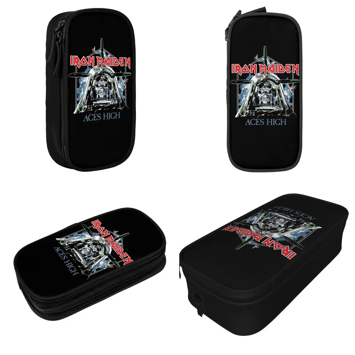 Large Pen Box Heavy Metal Band Ironmaiden School Supplies Double Layer Pencil Box Women Make Up Bag Suprise Gift