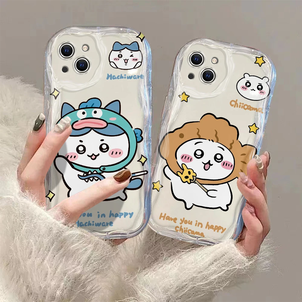 Cute Anime Chiikawas 3D Wave Case For iPhone 15 14 13 12 11 Pro Max Mini X XR XSMAX 8 7 6S Plus Soft Silicone Cover