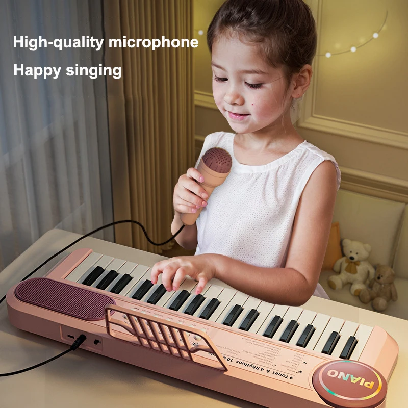 Children\'s Piano Keyboard 37 Keys Multifunctional Electronic Piano with Microphone Children\'s Early Education Educational Toys