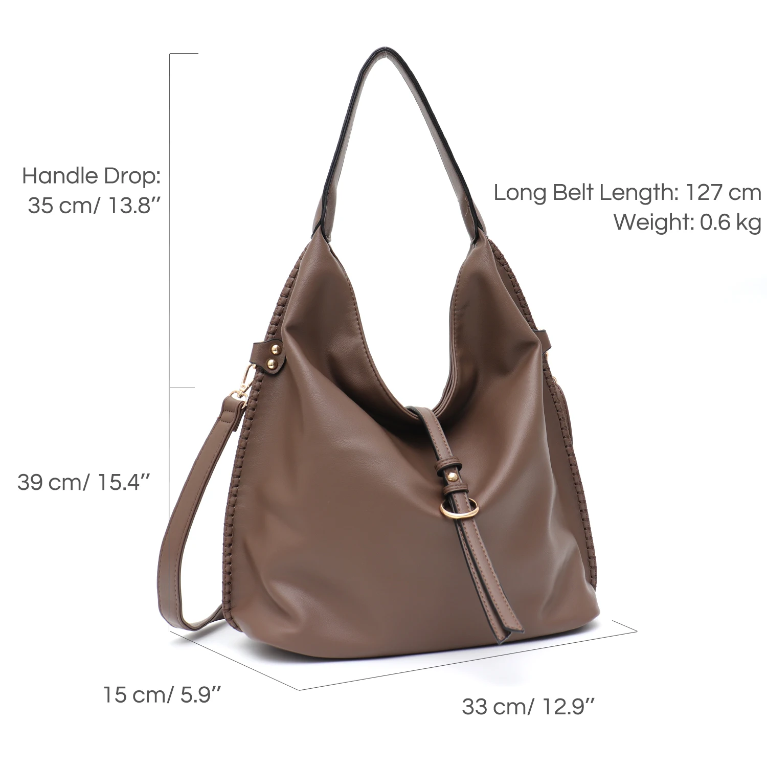 CEZIRA 2023 Luxury Design Women PU Vegan Leather Large Hobo Handbags Casual Commute Shoulder Crossbody Purse Daily Mommy Bags