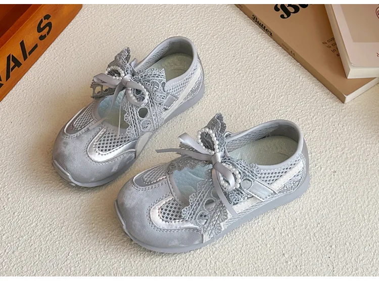 Mädchen Freizeitsandalen Süße Perlen-Spitzenschleife Kinder Prinzessinnen-Schuhe Weiche Sohle Rutschfest 2026 Sommer Neue Kinder-Strandschuhe Vielseitig – Detail 18