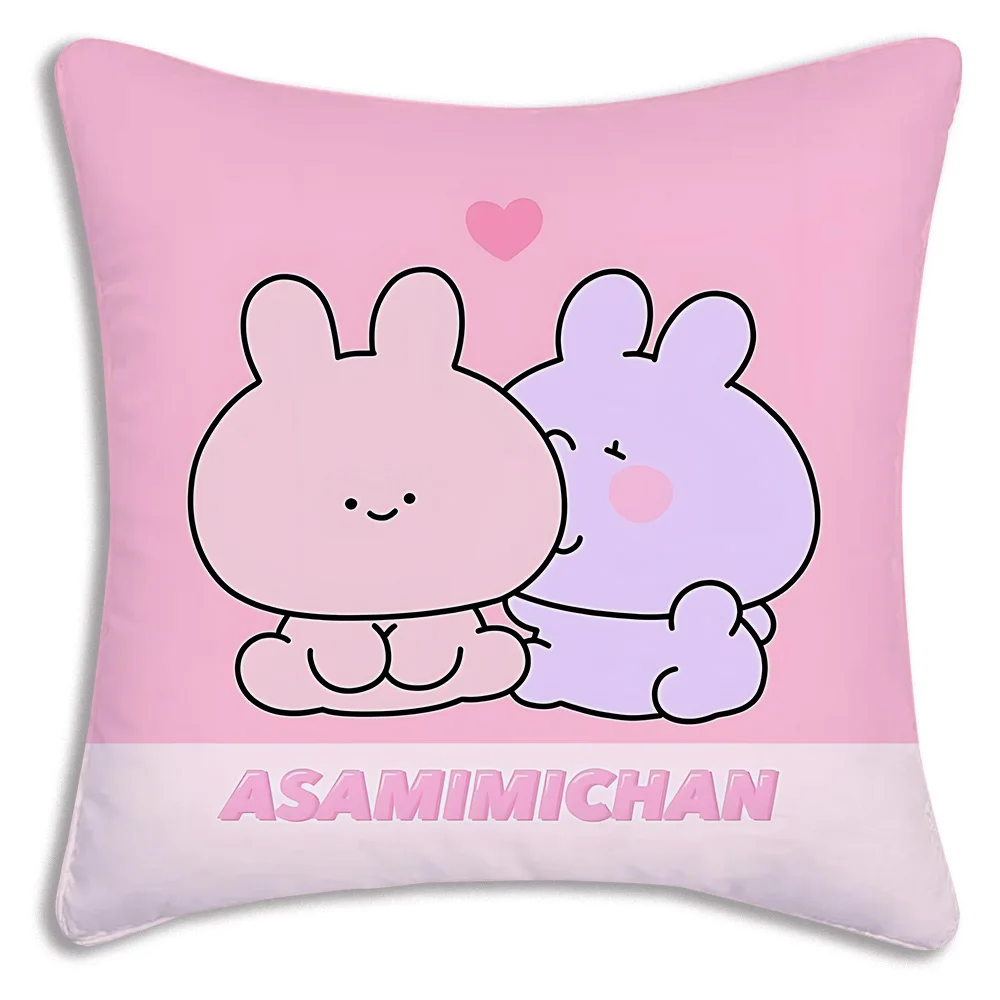 Pillow Covers Cartoon Asamimichaan Asleep Cute Asamimi Sofa Decorative Home Double-sided Printing Short Plush Cute Cushion Cover