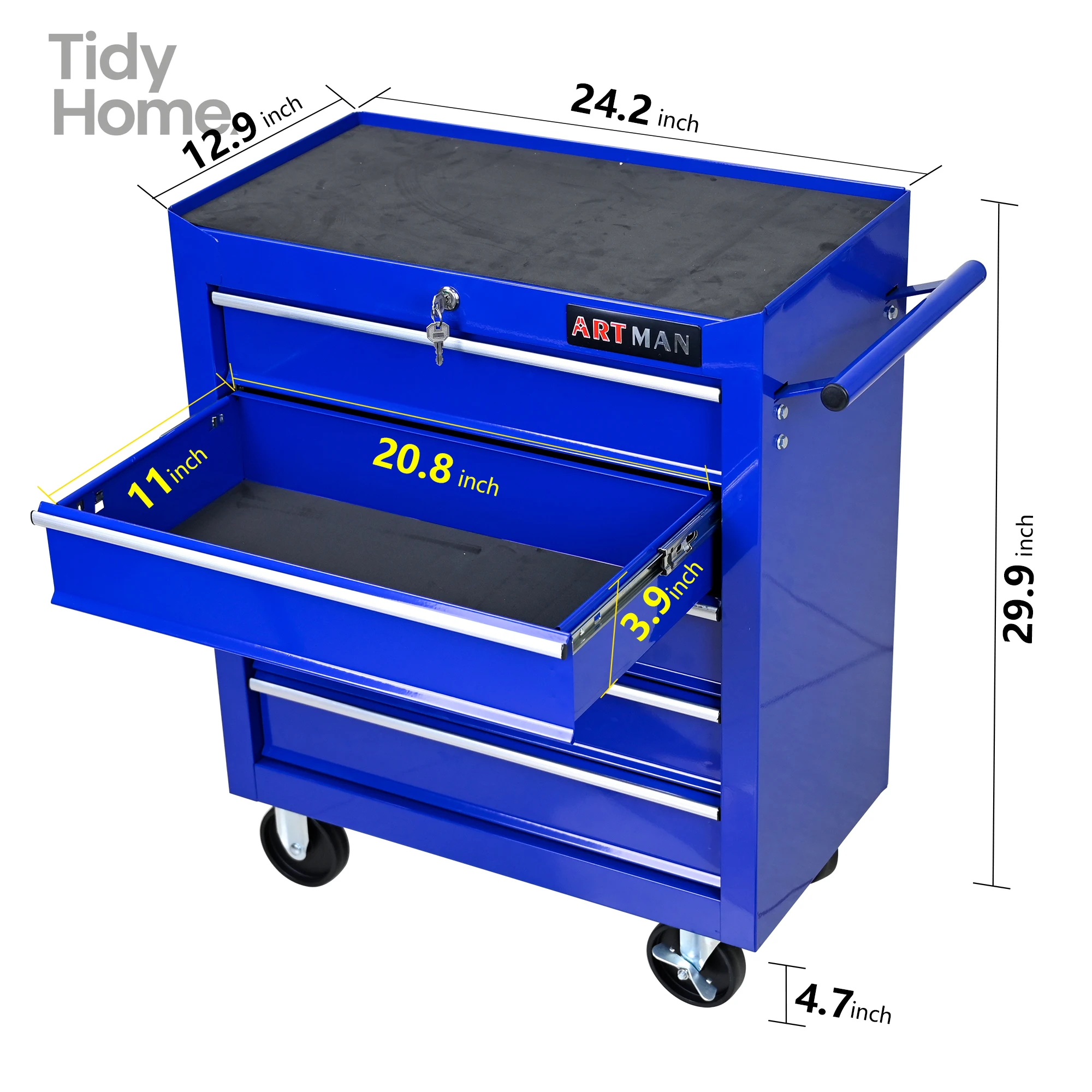 5 DRAWERS MULTIFUNCTIONAL TOOL CART WITH WHEELS-BLUE  toolbox with wheels tool storage box tool-box storage  tools-box organizer