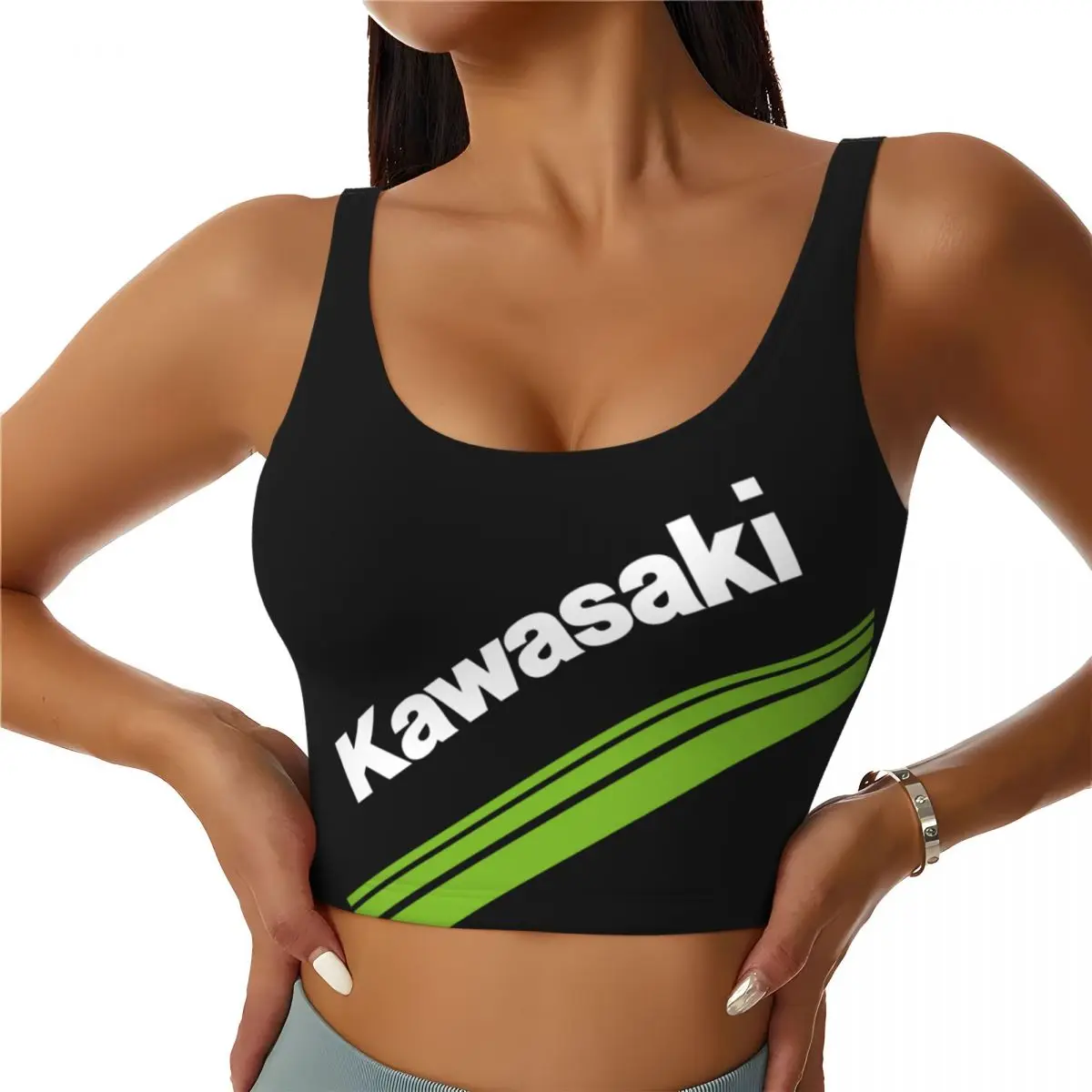 Custom High Impact Kawasaki Motorcycle Sport Racing Sports Bra Women Gym Workout Yoga Crop Top