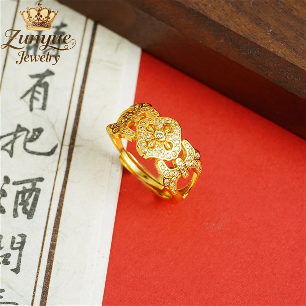 

Sand Gold Openwork Filigree Rings Luxury Quality Jewelry Handicraft Gift Fashion Jewelry Best Selling Exquisite Charms Popular