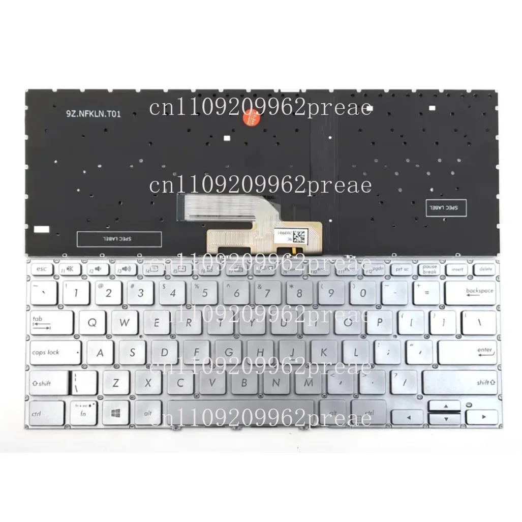 S For Asus ZenBook Flip 14 UX462 UX462D UX462DA UX462FA UX462F UM462 UM462D UM462DA Laptop US Silver Keyboard With Backlit