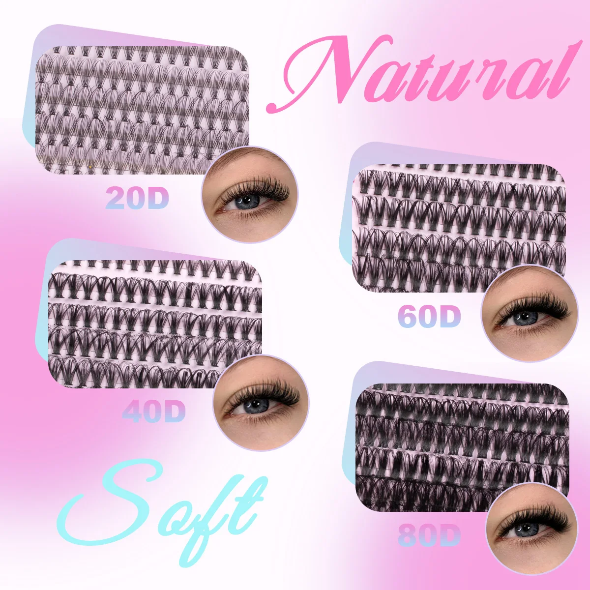 DIY Lash Extension Kit Lash Clusters Large Capacity Thick Eyelash Clusters With Lash Bond Seal Brush Tweezers Makeup