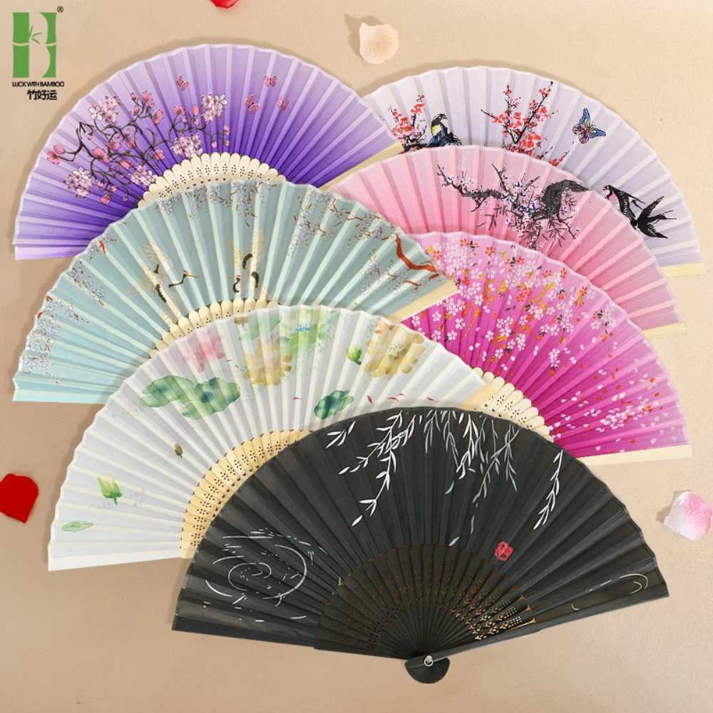 Japanese Fan Elegant Decorative Fan Silk And Bamboo Fan Lightweight For Office Decoration Home Decoration Wedding Gift