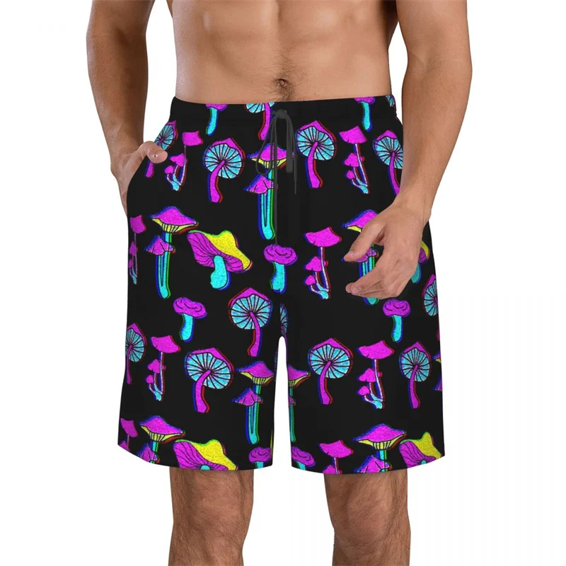 

Colorful 3d Print Luminescent Mushroom Beach Shorts Men Summer Swimming Trunks Surf Board Shorts Street Oversized Short Pants