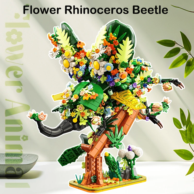 Ideas Series Flower Animals building block Set Macaw Chameleon Beetle Model Bricks DIY Home Decor Kids Toys Valentine\'s Day Gift
